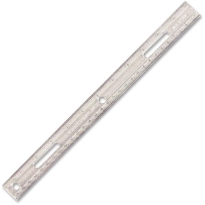 CLI Durable Ruler - 12" Length - 1/16 Graduations - Metric, Imperial Measuring System - Plastic - 1 Each - Clear