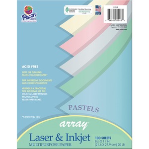 Pacon Array Pastels Bond Paper - Letter - 8.5" x 11" - 20lb - 100 x Sheet - Lilac, Gray, Ivory, Sky Blue, Watermelon