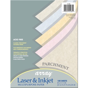 Pacon Array Parchment Bond Paper - Letter - 8.5" x 11" - 24lb - 100 / Pack - Tan, Gold, Pink, Blue, Natural