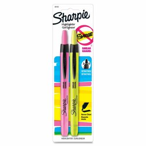Sharpie Accent Retractable Highlighter - Chisel Marker Point Style - Fluorescent Pink Ink, Fluorescent Yellow Ink - 2 / Pack