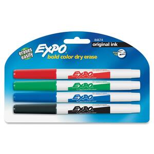 Expo Dry Erase Marker - Point Marker Point Style - Red Ink, Black Ink, Blue Ink, Green Ink - 4 / Pack