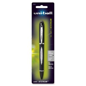 Uni-Ball Jetstream Ballpoint Pen - 1 mm Pen Point Size - Black Ink - Black Barrel - 1 / Card