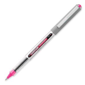 Uni-Ball Vision Rollerball Pen - 0.7 mm Pen Point Size - Pink Ink - Clear Barrel - 1 Each