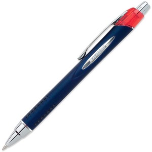 Uni-Ball Jetstream RT Rollerball Pen - 0.7 mm Pen Point Size - Red Ink - Black Barrel - 1 Each