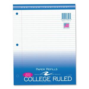 Roaring Spring Filler Paper Sheets - 300 Sheet(s) - 15lb - College Ruled - 8.5" x 11" - 1 Pack - White