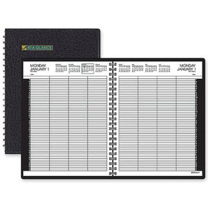 At-A-Glance Eight-Person Daily Appointment Book - Daily - 8.5" x 11" - January till December - 7:00 AM to 7:00 PM - 1 Day Per 2 Page(s) - Leather Cover - Black