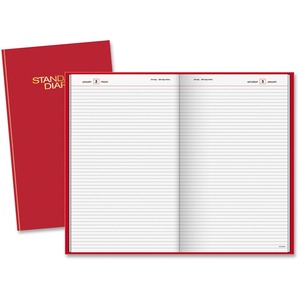 At-A-Glance Standard Daily Diary - Daily - 8.19" x 13.44" - January till December - 1 Day Per 1 Page(s) - Vinyl Cover - Red, White