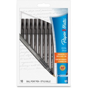 Paper Mate Write Bros Ballpoint Pen - Black Ink - Translucent Barrel - 10 / Pack