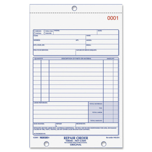 Rediform Repair Order Form Book - 50 Sheet(s) - 2 Part - Carbonless - 7.87" x 5.5" Form Size - 1Each