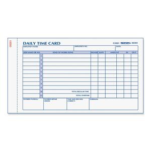 Rediform Daily Employee Time Card Pad - 100 Sheet(s) - Gummed - 1 Part - 4.25" x 7" Form Size - 10 / Each