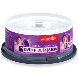 Imation 8x DVD+R Double Layer Media - 8.5GB - 120mm Standard - 25 Pack Spindle
