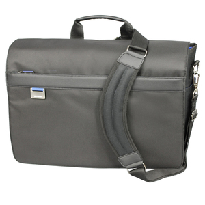Microsoft MT 17" Messenger Notebook Bag with Blue Trim - 12" x 5" x 17.5" - Poly, Vinyl - Black