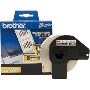 Brother DK1221 - Square White Paper Adhesive Labels - 0.9" Width x 0.9" Length (23 mm square)