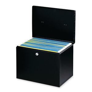 Buddy 0604 Hanging File Box with Two Keys - Letter - External Dimensions 10.88" Height x 13.5" Width x 10" Depth - Steel - Black