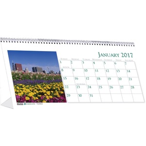 House of Doolittle Garden Desktop Tent Calendar - Monthly - 8.5" x 4.5" - January till December - 1 Month Per 1 Page(s) - Paper - Blue, White