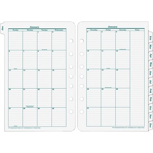 Franklin Covey Original Classic Monthly Tab - Monthly - 5.5" x 8.5" - January till December - 1 Month Per 2 Page(s) - Paper Page