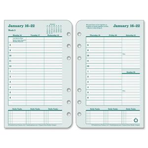 Franklin Covey Original Planner Refill - Weekly - January till December - 1 Week Per 2 Page(s) - Paper Page - White, Green