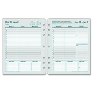 Franklin Covey Original Planner Refill - Weekly - January till December - 1 Week Per 2 Page(s) - Paper Page - White, Green