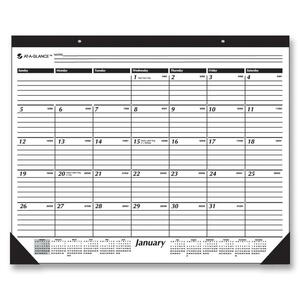 At-A-Glance Desk Pad Calendar - Monthly - 22" x 17" - January - 2010 till December - 2010 - 1 Month Per 1 Page(s) - Vinyl Corner - Black, White