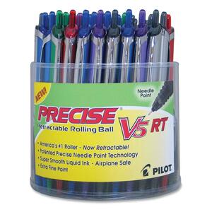 Pilot Precise V5 Rollerball Pen - Needle Pen Point Style - Assorted Ink - Assorted Barrel - 48 / Display Box