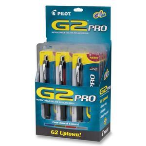 Pilot G2Pro Rollerball Pen - Black Ink - Assorted Barrel - 12 / Carton