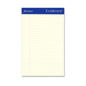 Evidence Pastel Perforated Pad - 50 Sheet(s) - 16lb - Legal Ruled - Jr.Legal 5" x 8" - 1 Dozen - Ivory