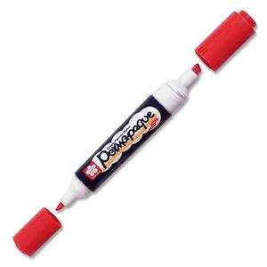 bruynzeel-sakura Permapaque Dual Point Paint Marker - Chisel Marker Point Style, Bullet Marker Point Style - Red Ink - 1 Each