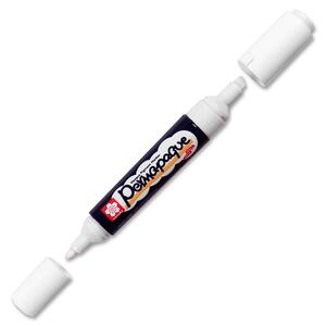 bruynzeel-sakura Permapaque Dual Point Paint Marker - Chisel Marker Point Style, Bullet Marker Point Style - White Ink - 1 Each