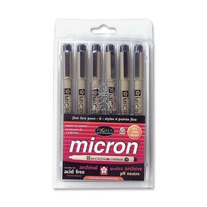 Pigma Micron Permanent Marker - 0.05 mm Marker Point Size - Assorted Ink - 6 / Pack