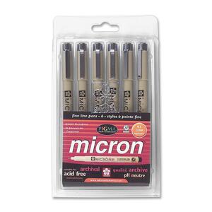 Pigma Micron Permanent Marker - 0.1 mm Marker Point Size - Black Ink - 6 / Pack