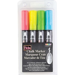 Marvy Bistro Chalk Marker - Point Marker Point Style - 6 mm Marker Point Size - Fluorescent Red Ink, Fluorescent Green Ink, Fluorescent Blue Ink, Fluorescent Yellow Ink - 1 Each