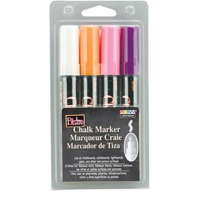 Marvy Bistro Chalk Marker - Point Marker Point Style - 6 mm Marker Point Size - White Ink, Fluorescent Orange Ink, Fluorescent Violet Ink, Fluorescent Pink Ink - 1 Each