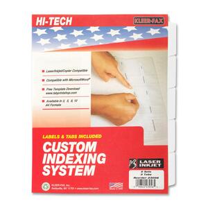 Kleer-Fax HiTech Custom Indexing System - 5 x Tab - 8.5" x 11" - 5 Set - White Divider - Clear Tab