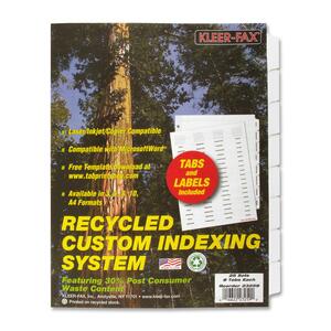 Kleer-Fax HiTech Custom Indexing System - 8 x Tab - 8.5" x 11" - 25 / Box - White Divider