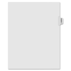 Kleer-Fax 80000 Series Side Tab Index Divider - Printed Exhibit C - 8.5" x 11" - 25 / Pack - White Divider