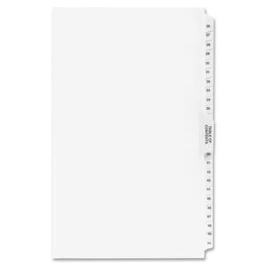 Kleer-Fax 80000 Series Side Tab Index Divider - 25 x Tab Printed 26 to 50 - 8.5" x 14" - 25 / Pack - White Divider