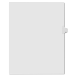 Kleer-Fax 90000 Series Side Tab Index Divider - Printed 10 - 8.5" x 11" - 25 / Pack - White Divider
