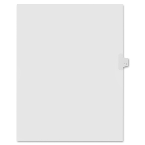 Kleer-Fax 90000 Series Side Tab Index Divider - Printed 11 - 8.5" x 11" - 25 / Pack - White Divider