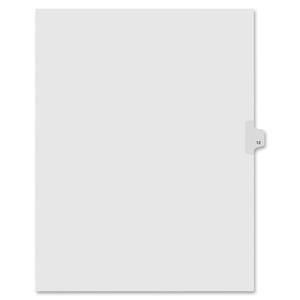 Kleer-Fax 90000 Series Side Tab Index Divider - Printed 12 - 8.5" x 11" - 25 / Pack - White Divider