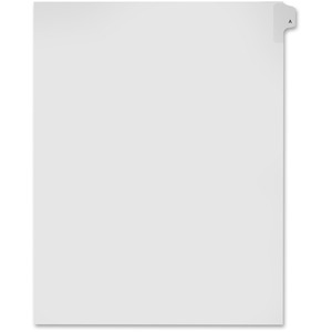 Kleer-Fax 90000 Series Side Tab Index Divider - Printed A - 8.5" x 11" - 25 / Pack - White Divider