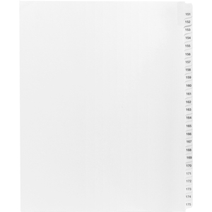 Kleer-Fax 90000 Series Side Tab Index Divider - 25 x Tab Printed 151 to 175 - 8.5" x 11" - 25 / Set - White Divider