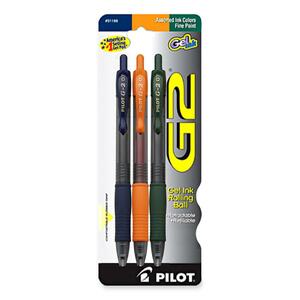 Pilot G2 Rollerball Pen - Assorted Ink - 3 / Pack