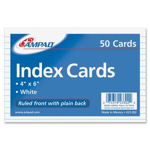 Ampad Front Ruled Index Card - 100 Sheet(s) - 6" x 4" - 100 / Pack - White