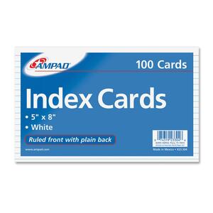 Ampad Front Ruled Index Card - 100 Sheet(s) - 8" x 5" - 100 / Pack - White