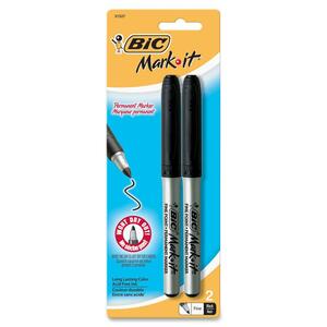 BIC Mark-it Permanent Marker - Black Ink - 2 / Pack