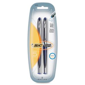 BIC Triumph 537R Rollerball Pen - Needle Pen Point Style - 0.5 mm Pen Point Size - Blue Ink - 2 / Pack
