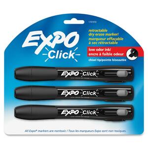 Expo Dry Erase Marker - Chisel Marker Point Style - Black Ink - 3 / Pack