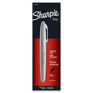 Sharpie Permanent Marker - Black Ink - Stainless Steel Barrel - 1 CD
