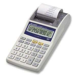 Sharp EL-1611PA Handheld Printing Calculator - 12 Character(s) - LCD - Battery, Power Adapter Powered - 1.6" x 3.88" x 7.2" - White