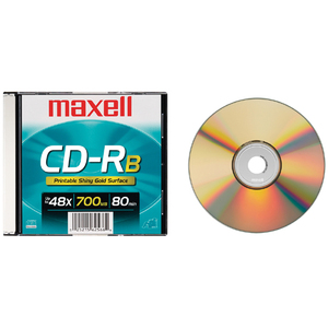 Maxell CD-R Media 48X 80MIN 700MB Single Pack Shiny Gold W/ Jewel Case